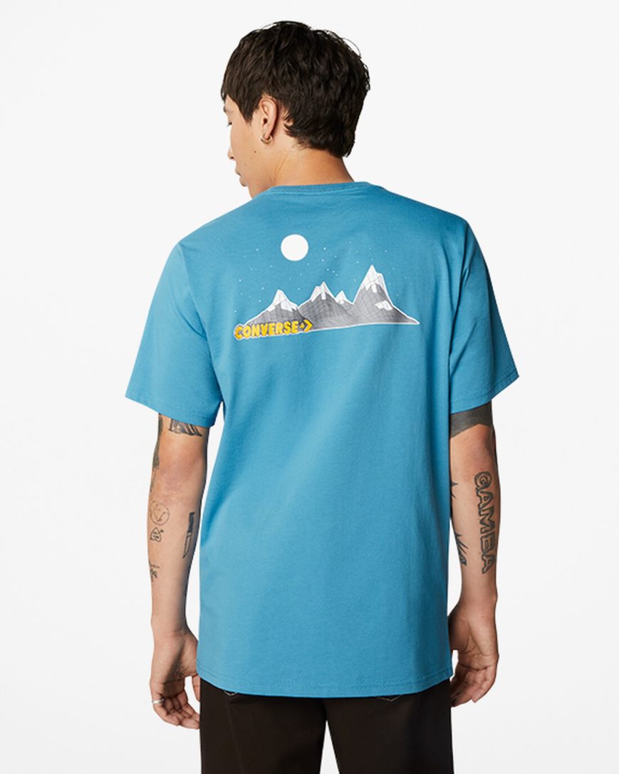 T-Shirts Converse Moon Mountain Grafika Panske Modre | SK CA11PK9